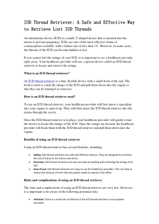 IUD Thread Retriever