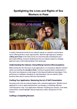 Spotlighting the Lives and Rights of Sex Workers in Pune