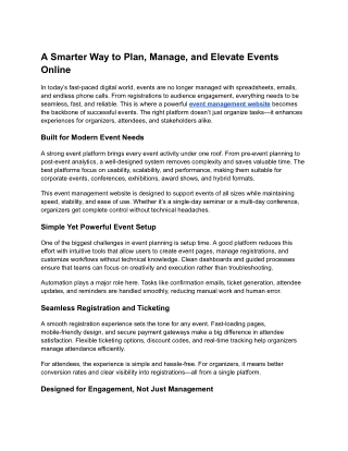 A Smarter Way to Plan, Manage, and Elevate Events Online