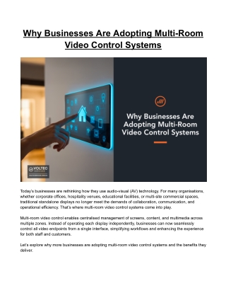 Why Businesses Are Adopting Multi-Room Video Control Systems