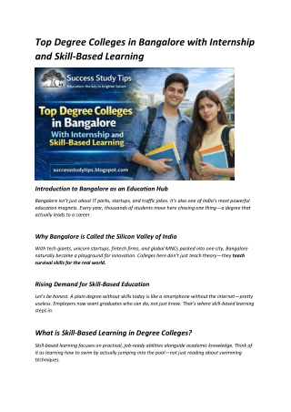 Top Degree Colleges in Bangalore with Internship and Skill-Based Learning