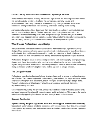 Create a Lasting Impression with Professional Logo Design Services