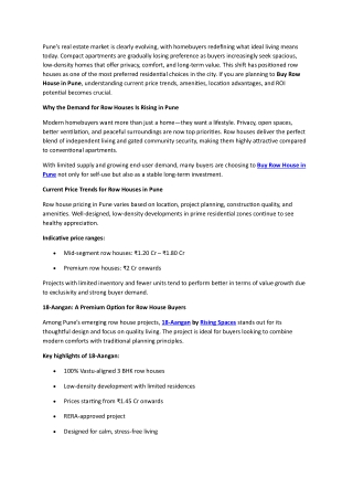 Buy row house in pune