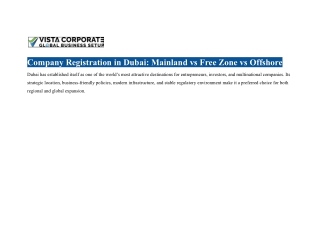 Company Registration in Dubai_ Mainland vs Free Zone vs Offshore