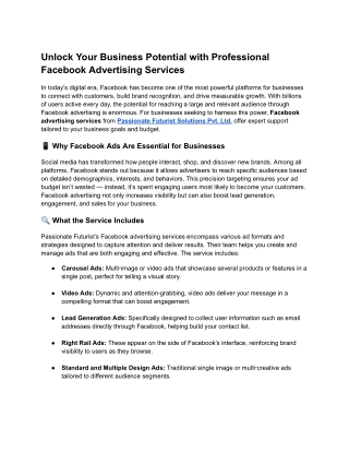 Unlock Your Business Potential with Professional Facebook Advertising Services