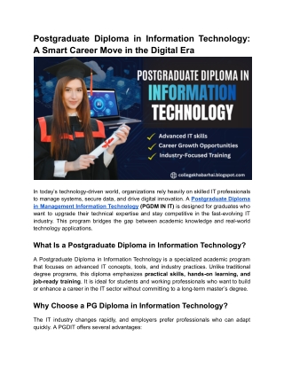 Postgraduate Diploma in Information Technology