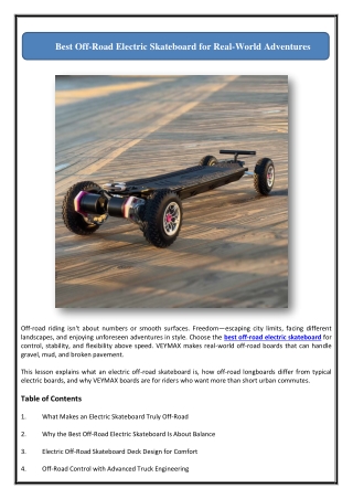 Best Off-Road Electric Skateboard for Real-World Adventures