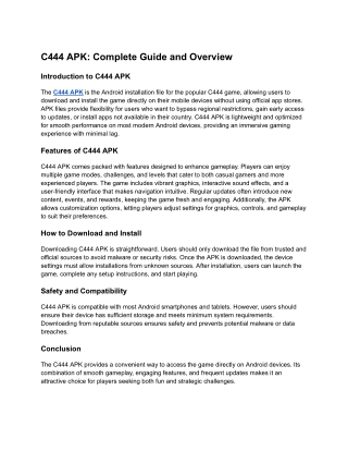 C444 APK_ Complete Guide and Overview