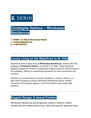 Residential Sales in St. Kitts & Nevis — SKNIH Real Estate (1)