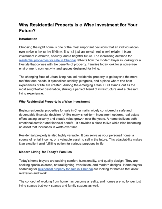 Why Residential Property Is a Wise Investment for Your Future