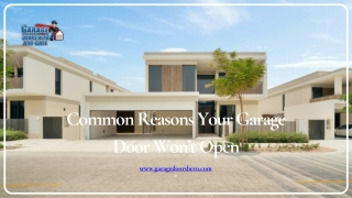 Common Reasons Your Garage Door Wonot Open