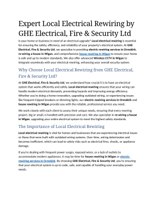 4- Expert Local Electrical Rewiring by GHE Electrical, Fire & Security Ltd 
