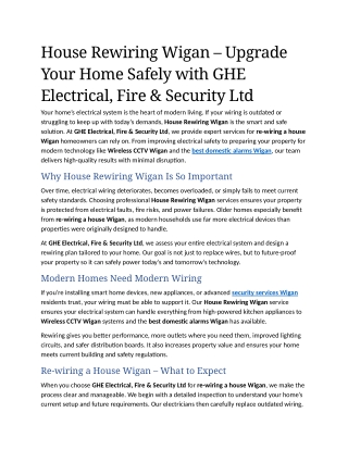 6- House Rewiring Wigan – Upgrade Your Home Safely with GHE Electrical, Fire & Security Ltd