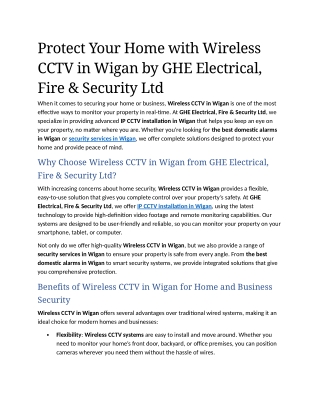 7- Protect Your Home with Wireless CCTV in Wigan by GHE Electrical, Fire & Security Ltd