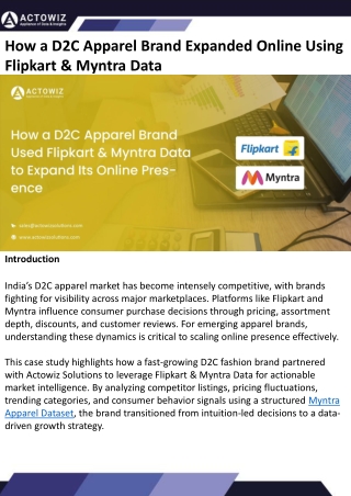 How a D2C Apparel Brand Expanded Online Using Flipkart & Myntra Data