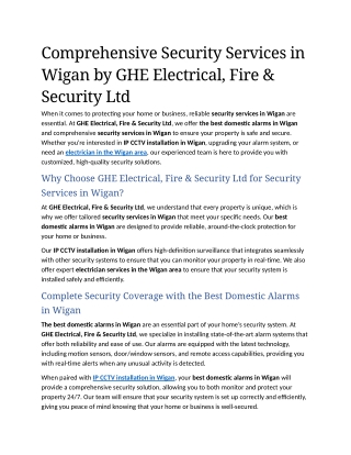 9- Comprehensive Security Services in Wigan by GHE Electrical, Fire & Security Ltd