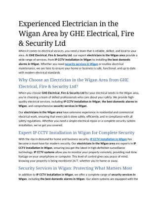 10- Experienced Electrician in the Wigan Area by GHE Electrical, Fire & Security Ltd