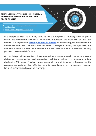 Trusted Security Services in Mumbai for Homes, Offices & Industries