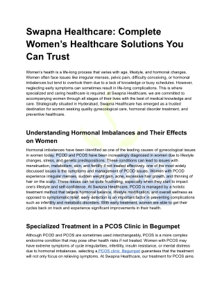 Swapna Healthcare_ Comprehensive Women’s Healthcare You Can Trust
