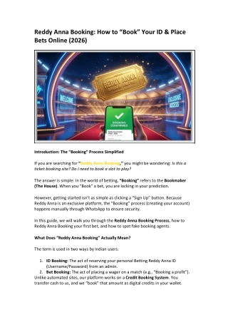 Reddy Anna Booking How to “Book” Your ID & Place Bets Online (2026)