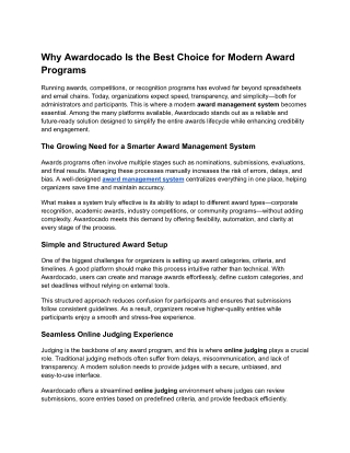 Why Awardocado Is the Best Choice for Modern Award Programs