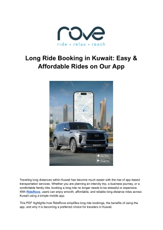 Affordable Long-Distance Travel in Kuwait with RideRove