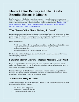 Flower Online Delivery in Dubai - Order Beautiful Blooms in Minutes