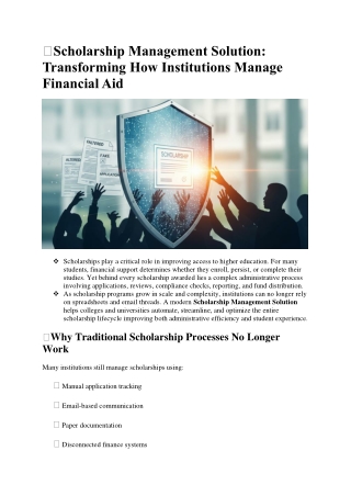 Scholarship Management Solution Transforming How Institutions Manage Financial Aid