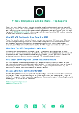 11 SEO Companies in India (2026) – Top Experts