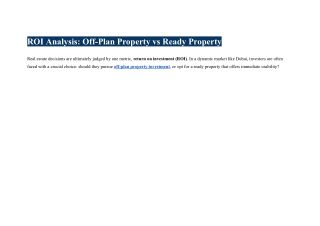 ROI Analysis_ Off-Plan Property vs Ready Property