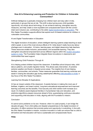 How AI Is Enhancing Learning and Protection for Children in Vulnerable Communities