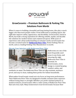 GrowCeramic – Premium Bathroom & Parking Tile Solutions from Morbi