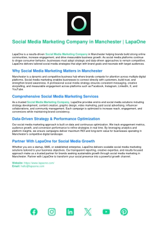 Social Media Marketing Company in Manchester | LapaOne