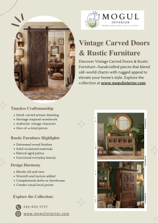 Vintage Carved Doors & Rustic Furniture - www.mogulinterior.com