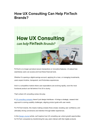 How UX Consulting Can Help FinTech Brands
