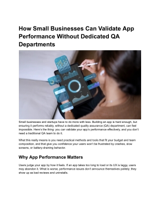 How Small Businesses Can Validate App Performance Without Dedicated QA Departments