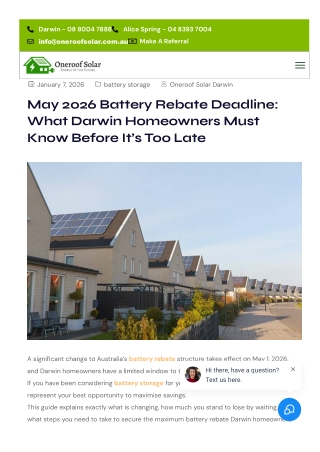 May 2026 Battery Rebate Deadline - What Darwin Homeowners Must Know Before It’s Too Late