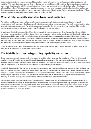 Mobile Commodes for Rent for Catastrophe Relief Procedures