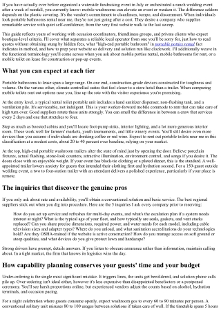 Mobile Restrooms Rental Near Me: Contrasting Regional Suppliers