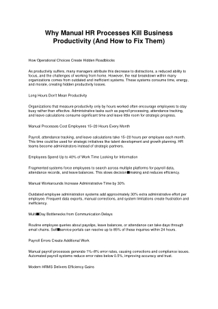 Why Manual HR Processes Kill Business Productivity