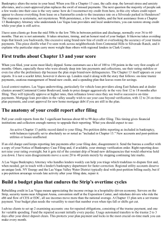 Chapter 13 Bankruptcy Attorney Tips: Restoring Credit in Las Vegas