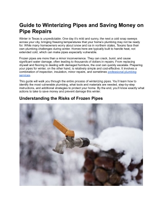 How to Winterize Your Pipes and Avoid Costly Repairs | Jennings Plumbing Service