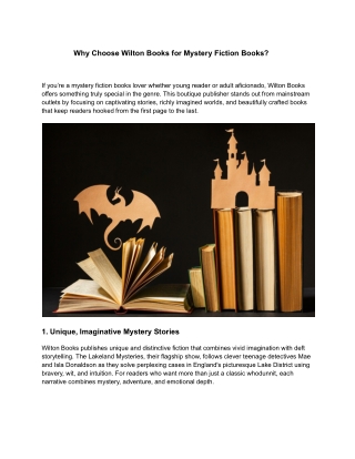 Why Choose Wilton Books Ltd. for Mystery Fiction Books?