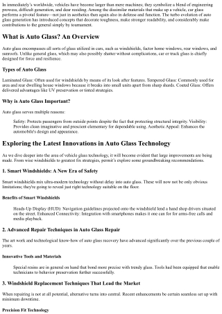 Exploring the Latest Innovations in Auto Glass Technology