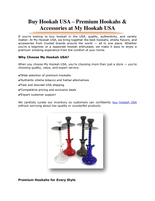 Buy Hookah USA – Premium Hookahs & Accessories at My Hookah USA
