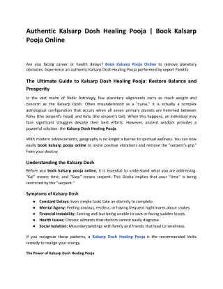 Authentic Kalsarp Dosh Healing Pooja _ Book Kalsarp Pooja Online