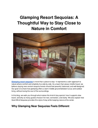 Glamping Resort Sequoias_ A Thoughtful Way to Stay Close to Nature in Comfort