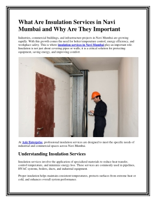 What Are Insulation Services in Navi Mumbai and Why Are They Important