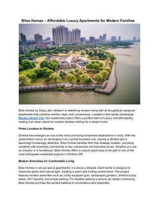 Bliss Homes – Affordable Luxury Apartments for Modern Families