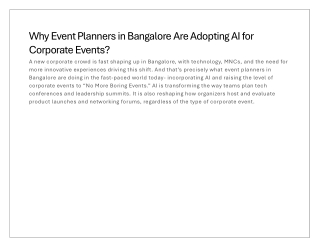 Why Event Planners in Bangalore Are Adopting AI for Corporate Events